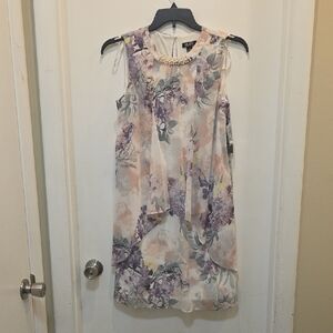 SLNY Women's Embellished Cutout Neck Dress White Size 6